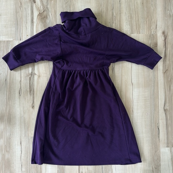 GenX Purple Short Sleeve Turtleneck Dress - Picture 2 of 2